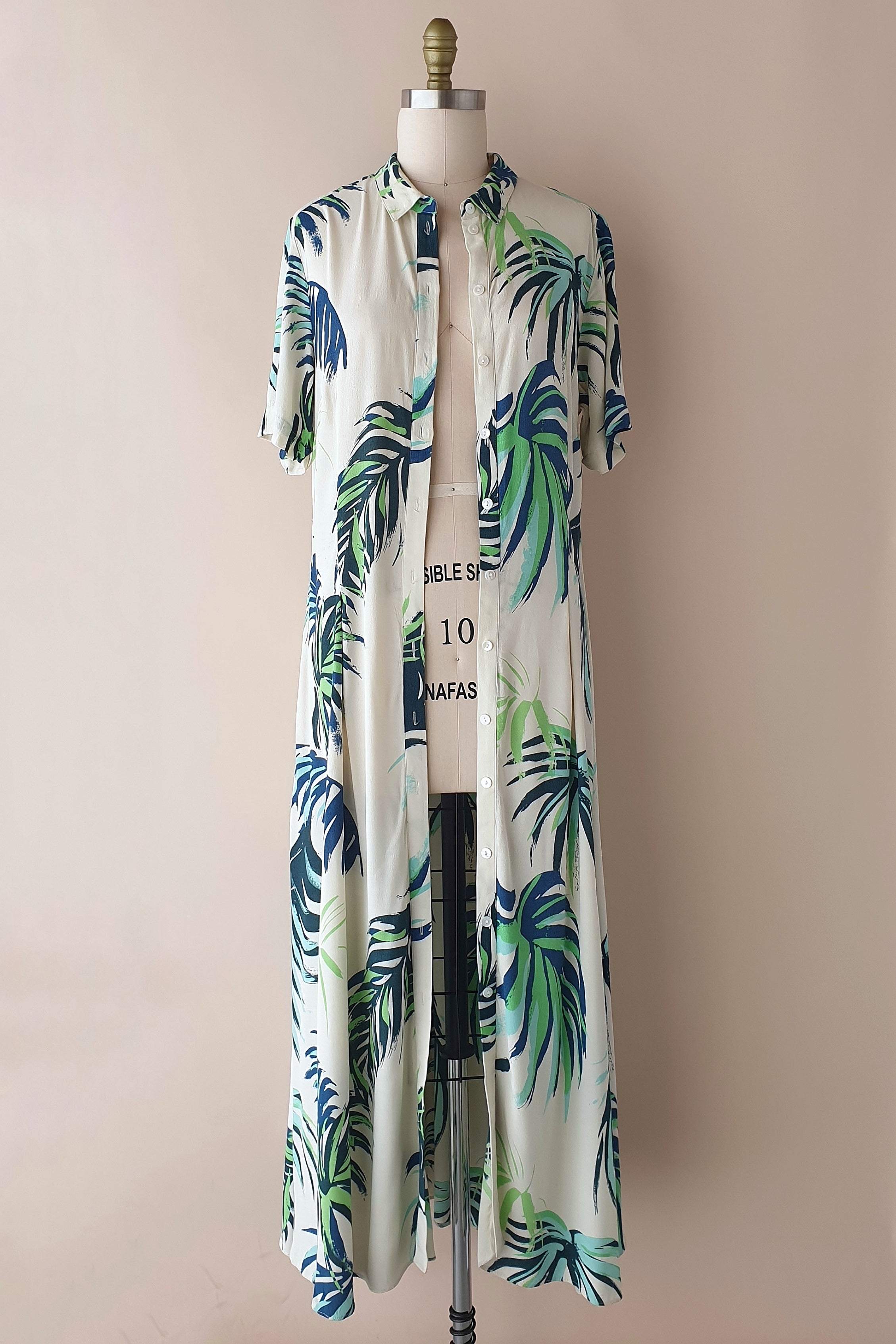 Palm print 2024 shirt dress