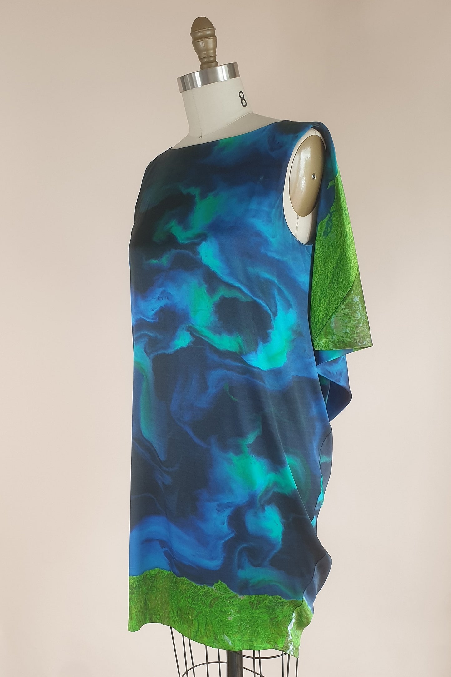 Silk watercolour drape dress Size XS/S
