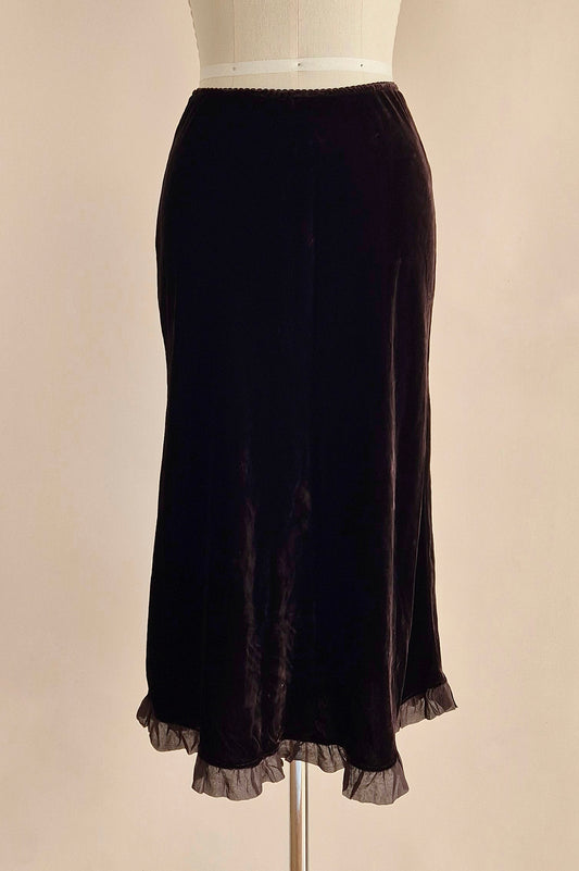 Stunning silk velvet 90's vintage skirt Size M