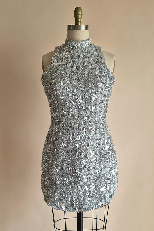 Amanda Uprichards silver sequin mini dress Size S