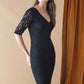 Stunning beaded lace evening dress Size 6